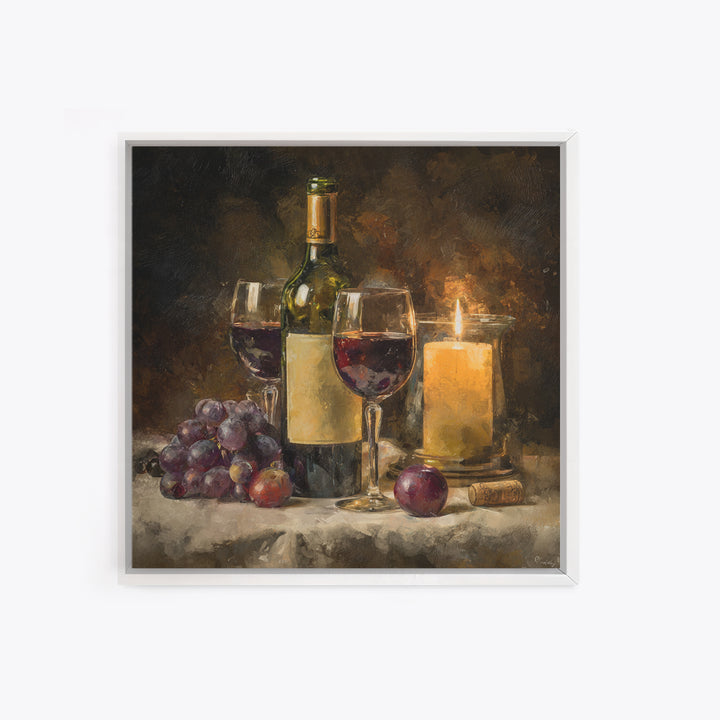 Wine Tasting Flight Rendered as Elegant Still Framed Canvas Print, Winery Art, Cocktail Wall Art, Winery Decor, Watercolor Art, WIN-1x1-58