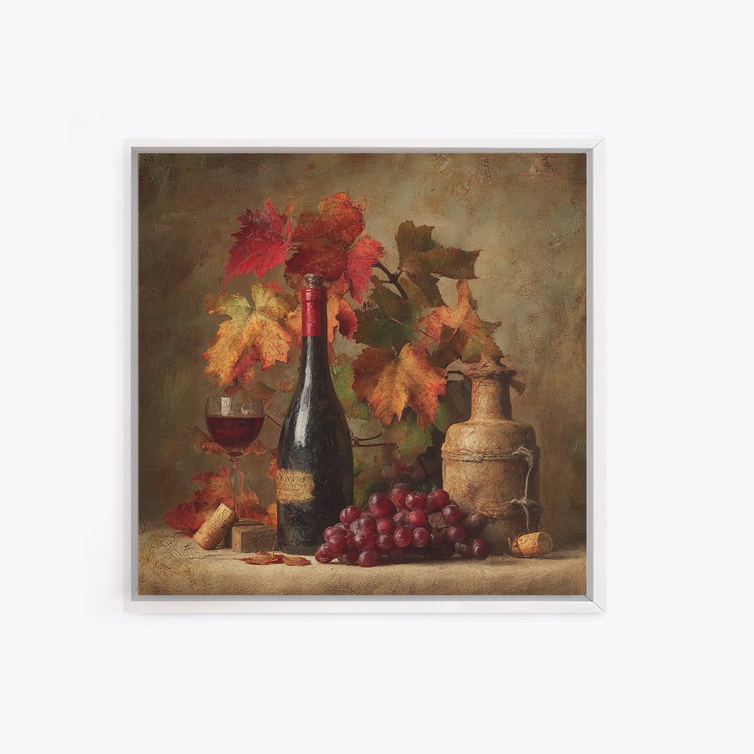Vine Leaves Turning Autumn Red and Gold Canvas Print, Winery Art, Gallery Decor, Winery Decor, Fine Art, Vineyard, Wall Art, WIN-1x1-59
