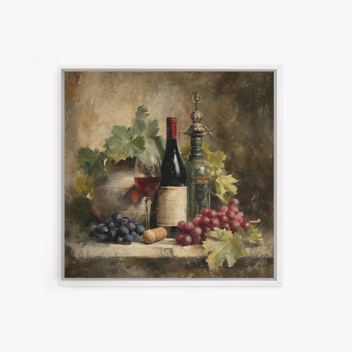 Old Cellar Key and Wine Label Shapes Canvas Print, Winery Art, Retro Wall Art, Winery Decor, Abstract Art, Vineyard, WIN-1x1-60