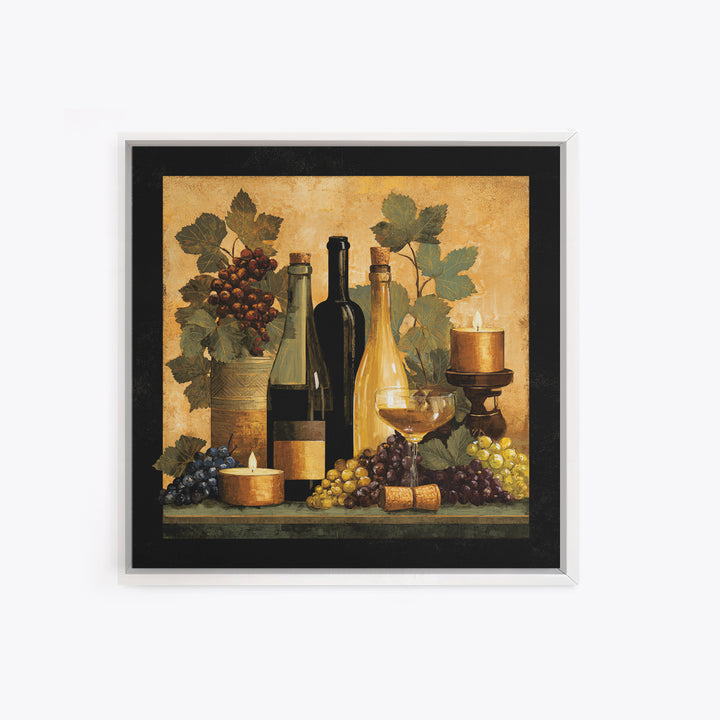 Black and Gold Wine Bottle Silhouette Framed Canvas Print, Winery Art, Wall Art Print, Winery Decor, Fine Art, Vineyard, WIN-1x1-64