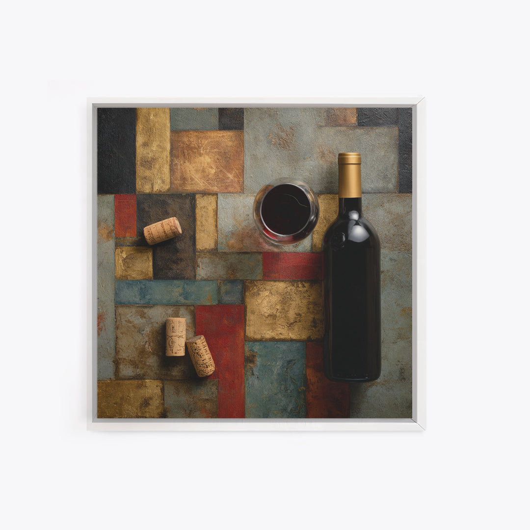 Corks Arranged as Geometric Pattern Framed Canvas Print, Winery Art, Landscape Art, Winery Decor, Fine Art, Vineyard, WIN-1x1-66