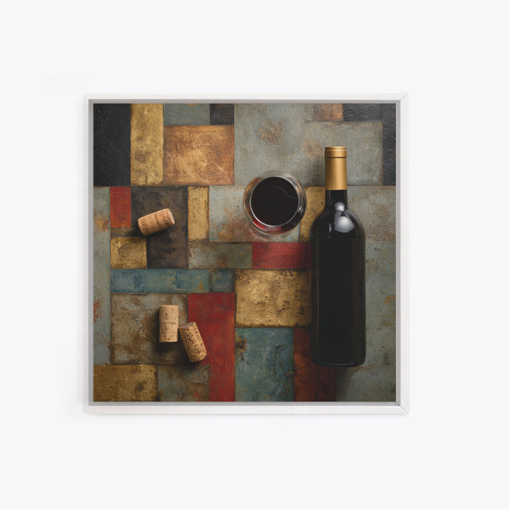 Corks Arranged as Geometric Pattern Framed Canvas Print, Winery Art, Landscape Art, Winery Decor, Fine Art, Vineyard, WIN-1x1-66