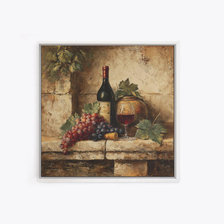 Italian Villa Vineyard Landscape Framed Canvas Print, Winery Art, Preppy Wall Art, Winery Decor, Oil Painting, Vineyard, WIN-1x1-68
