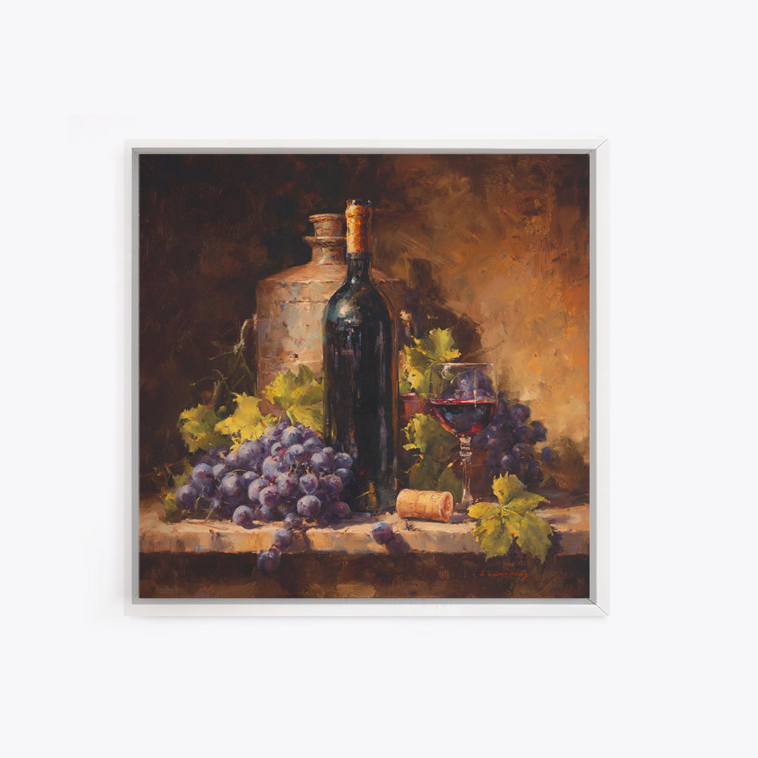 Tuscan Vineyard at Golden Hour Canvas Print, Winery Art, Statement Artwork, Winery Decor, Fine Art, Vineyard, Painting, WIN-1x1-75