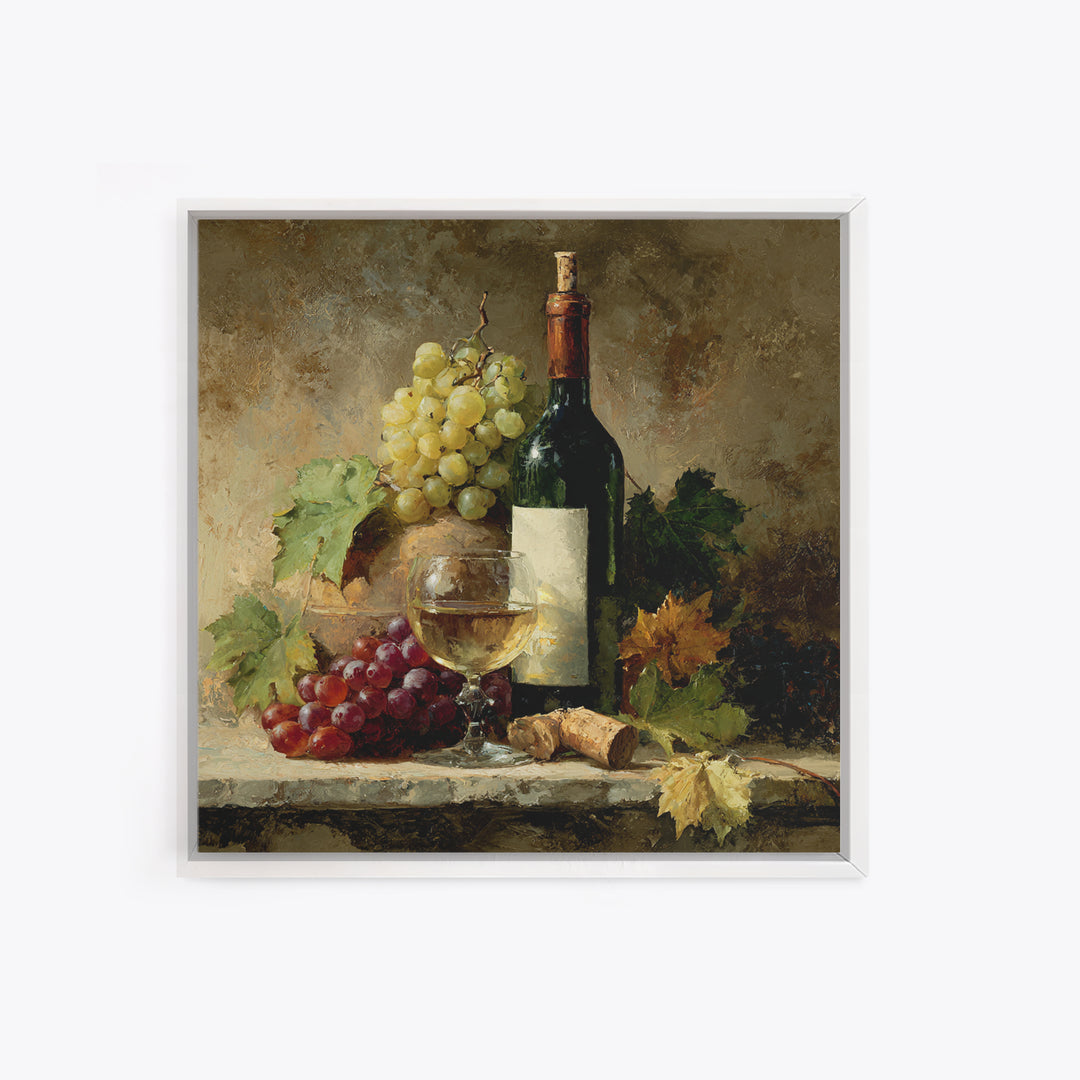 Wine Tasting Flight Rendered as Elegant Still Canvas Print, Winery Art, Boho Decor, Winery Decor, Oil Painting, Vineyard, WIN-1x1-82