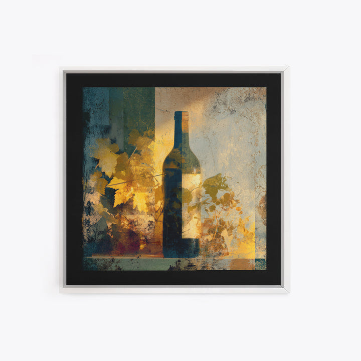 Black and Gold Wine Bottle Silhouette Framed Canvas Print, Winery Art, Minimalist Decor, Winery Decor, Fine Art, Vineyard, WIN-1x1-88