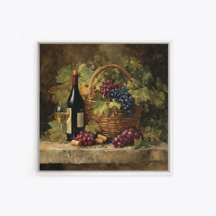 Wine Harvest Basket Canvas Print, Winery Art, Modern Decor, Winery Decor, Fine Art, Vineyard, Wall Decor, Painting, Art Print, WIN-1x1-94