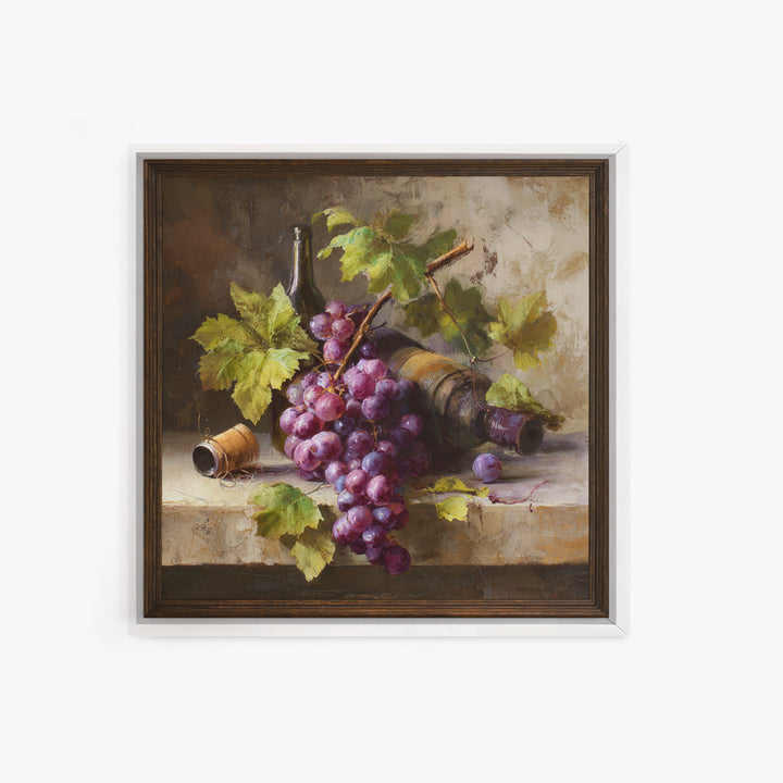 Grapevine Branch with Purple Grapes and Leaves Canvas Print, Winery Art, Art Print, Winery Decor, Fine Art, Vineyard, WIN-1x1-97