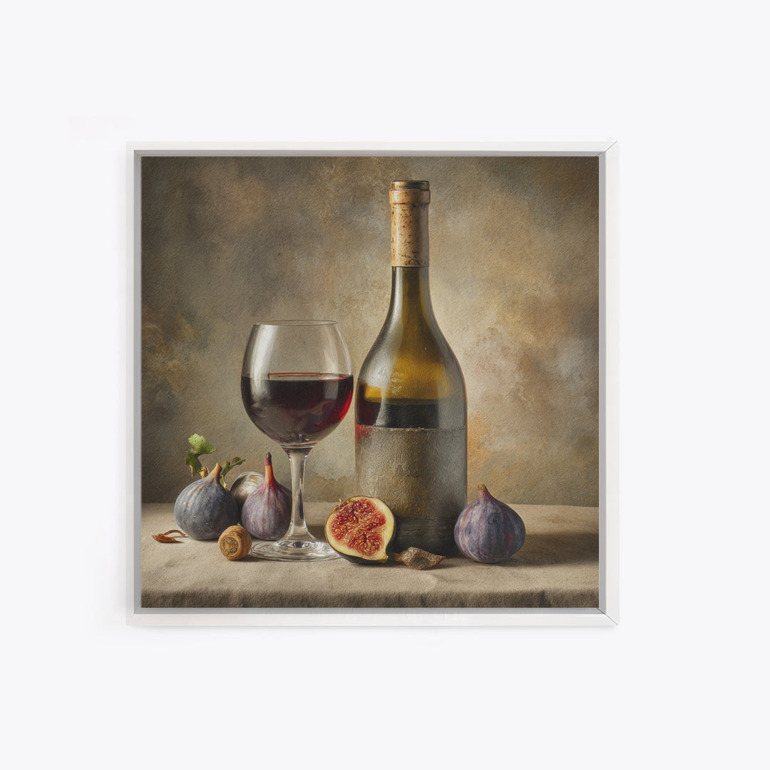 Wine Bottle and Glass Still Life Canvas Print, Winery Art, Textured Painting, Winery Decor, Fine Art, Vineyard, Oil Painting, WIN-1x1-98