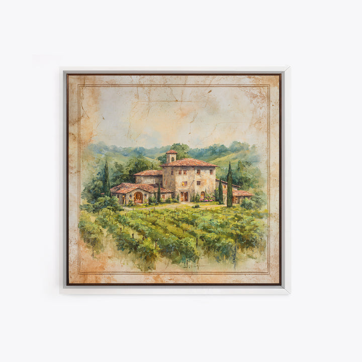 Tuscan Vineyard at Golden Hour Canvas Print, Winery Art, Wall Decor, Winery Decor, Vineyard, Kitchen Art, Living Room Decor, WIN-1x1-99