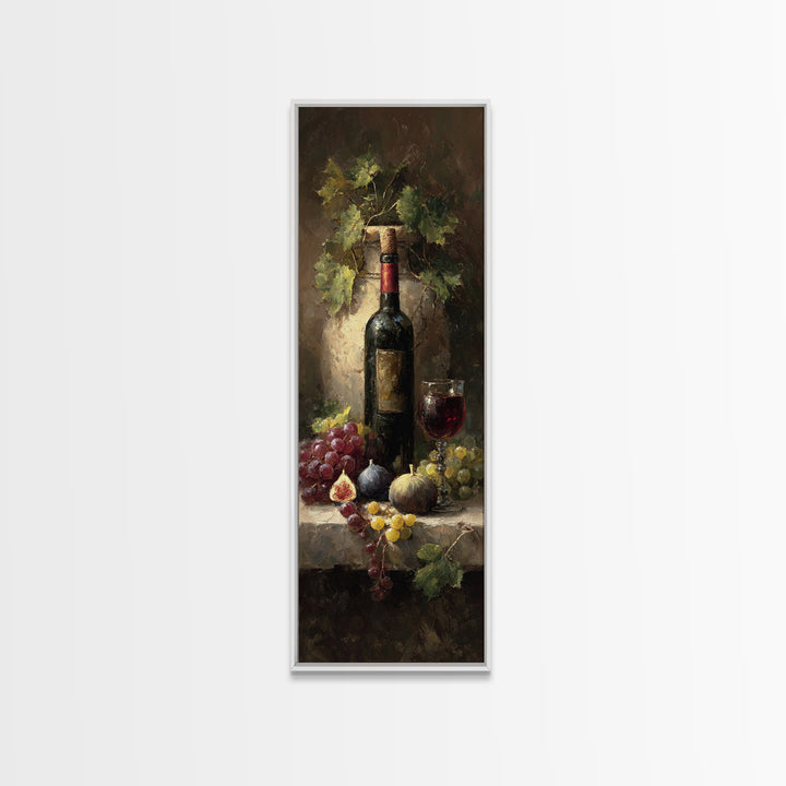 Wine Bottle and Glass Still Life Canvas Print, Winery Art, Gallery Decor, Winery Decor, Fine Art, Vineyard, Wall Art, WIN-1x3-14