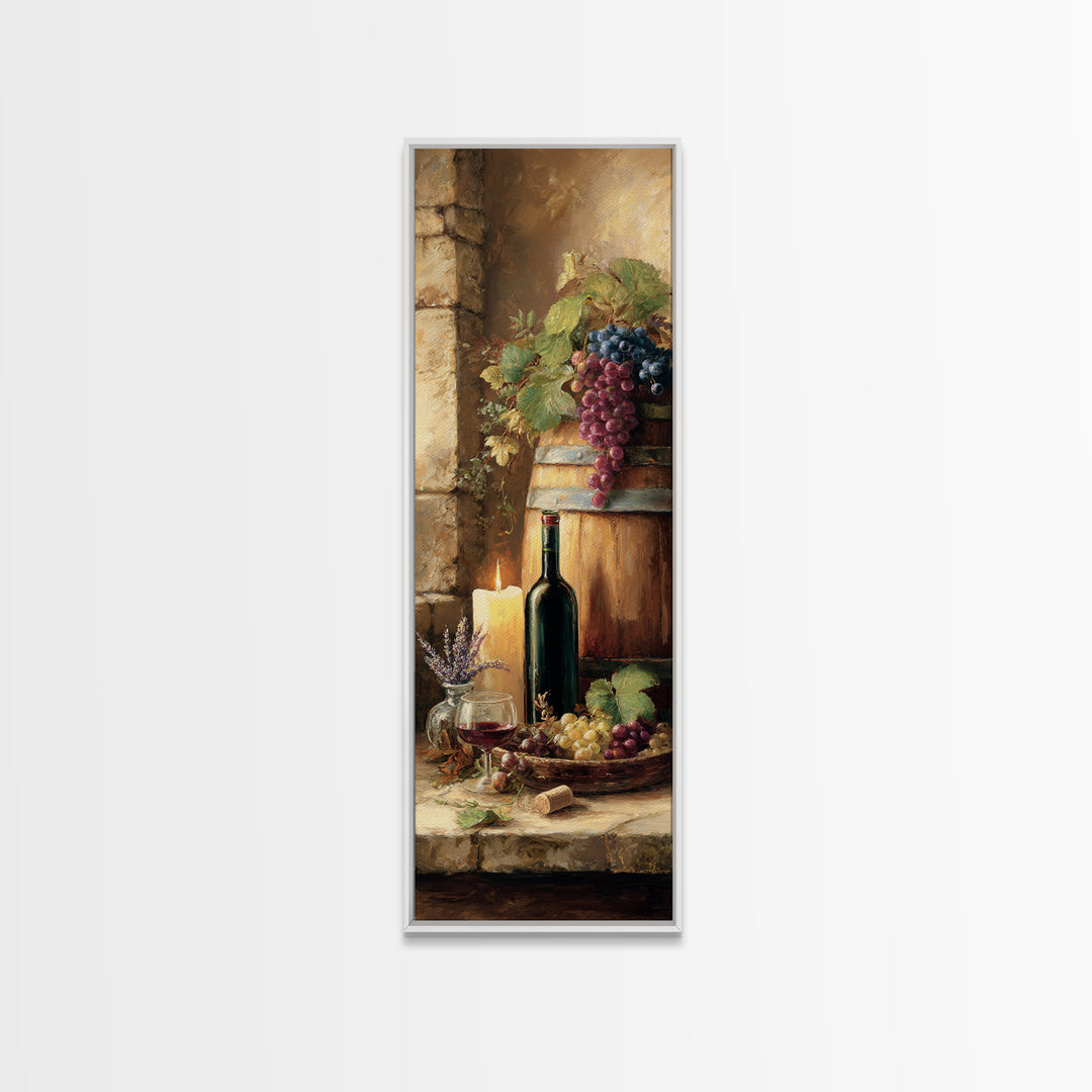 Wine Barrel with Lavender and Sunlight Canvas Print, Winery Art, Neutral Decor, Winery Decor, Fine Art, Vineyard, Home Decor, WIN-1x3-18