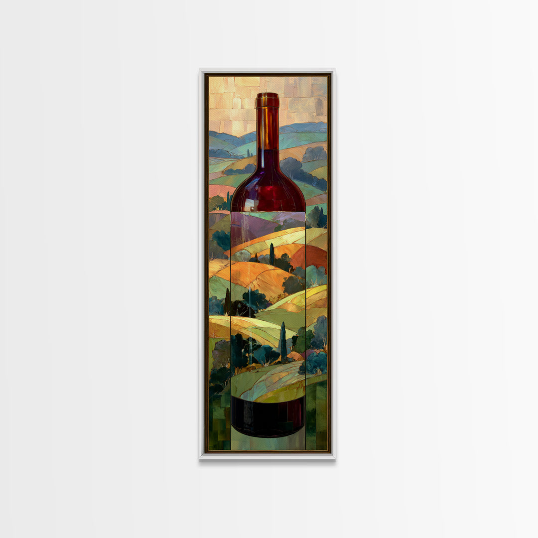 French Vineyard Hills Framed Canvas Print, Winery Art, Art, Winery Decor, Fine Art, Vineyard, Farmhouse Decor, Kitchen Art, WIN-1x3-20
