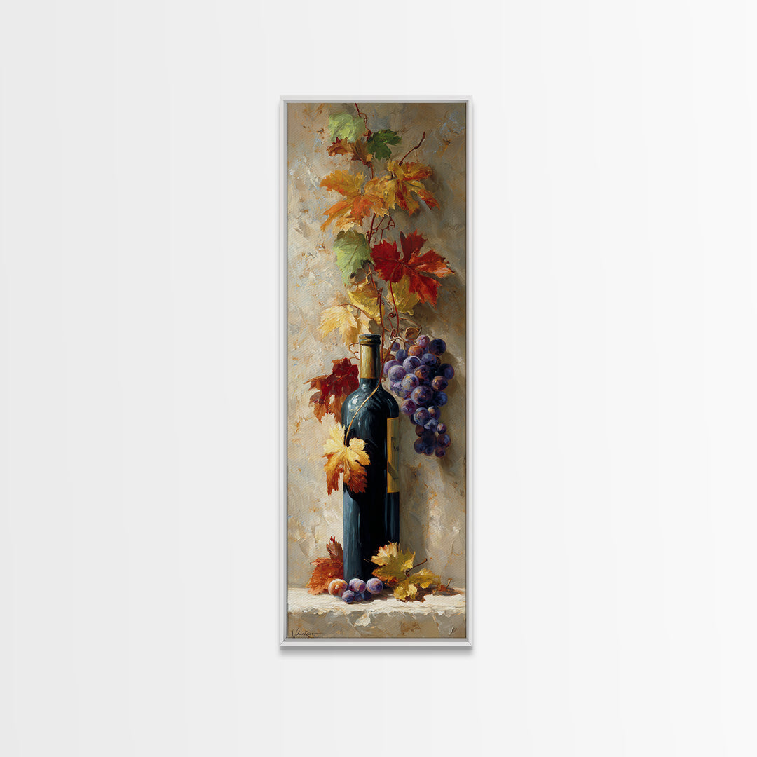 Vine Leaves Turning Autumn Red and Gold Canvas Print, Winery Art, Framed Art, Winery Decor, Fine Art, Vineyard, Landscape Art, WIN-1x3-23