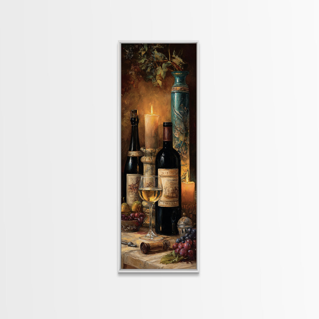 Old Cellar Key and Wine Label Shapes Framed Canvas Print, Winery Art, Wall Decor, Winery Decor, Fine Art, Vineyard, Kitchen Art, WIN-1x3-24