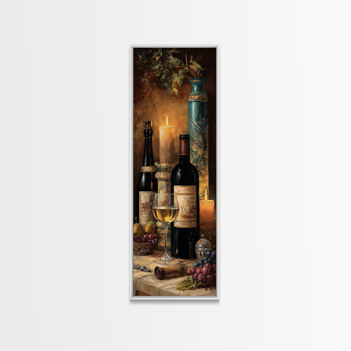 Old Cellar Key and Wine Label Shapes Framed Canvas Print, Winery Art, Wall Decor, Winery Decor, Fine Art, Vineyard, Kitchen Art, WIN-1x3-24