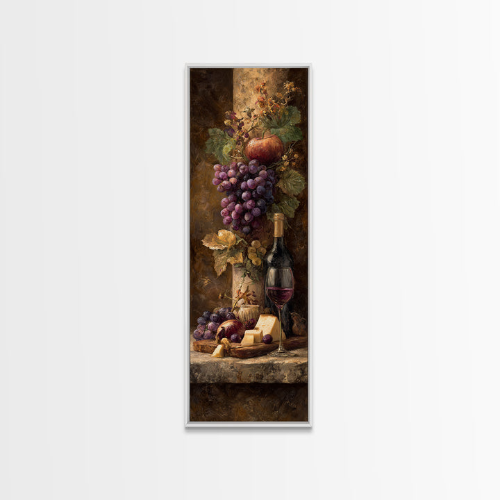 Charcuterie Board with Grapes and Cheese Canvas Print, Winery Art, Wall Hanging, Winery Decor, Vineyard, Preppy Wall Art, WIN-1x3-25