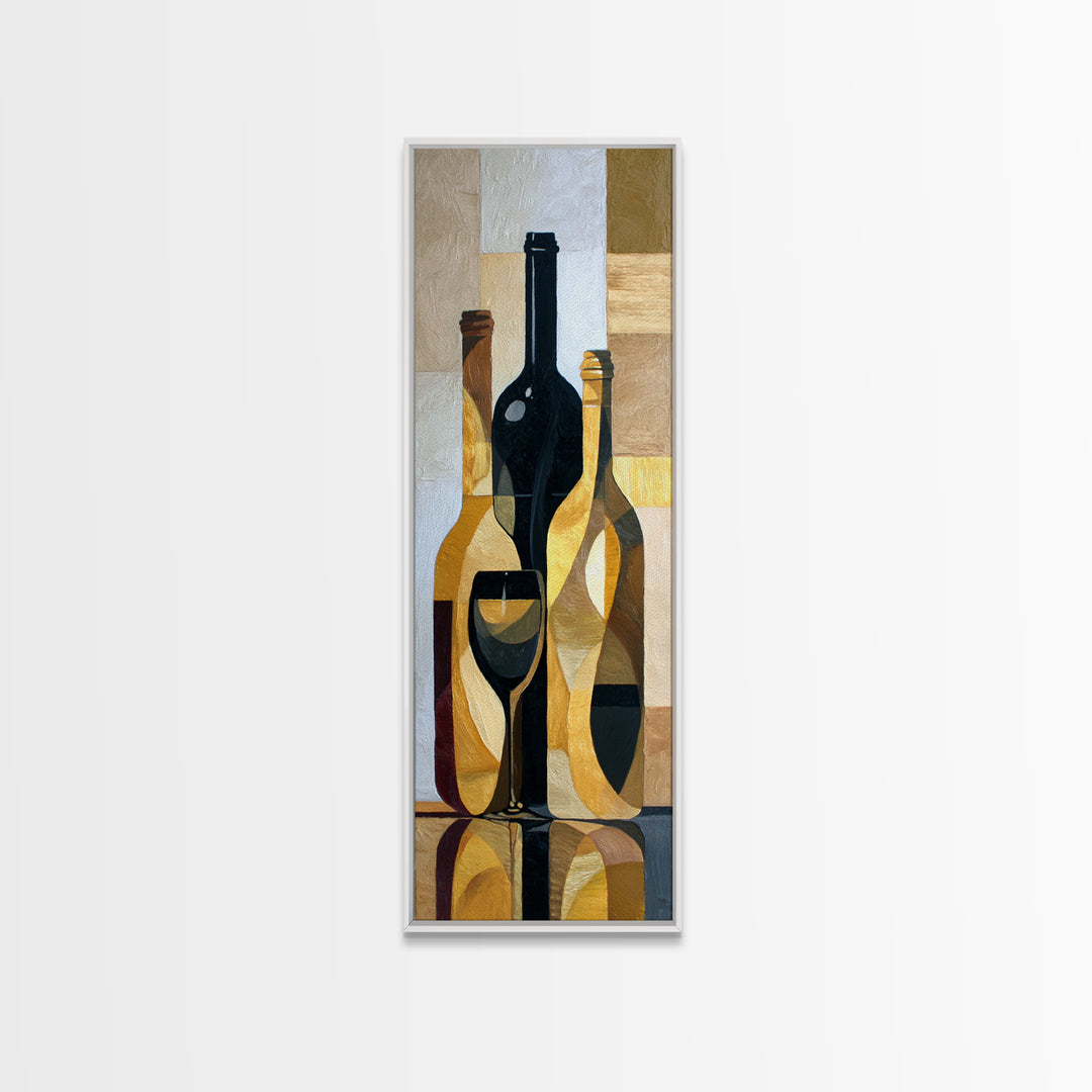 Black and Gold Wine Bottle Silhouette Canvas Print, Winery Art, Painting, Winery Decor, Fine Art, Vineyard, Living Room Decor, WIN-1x3-28