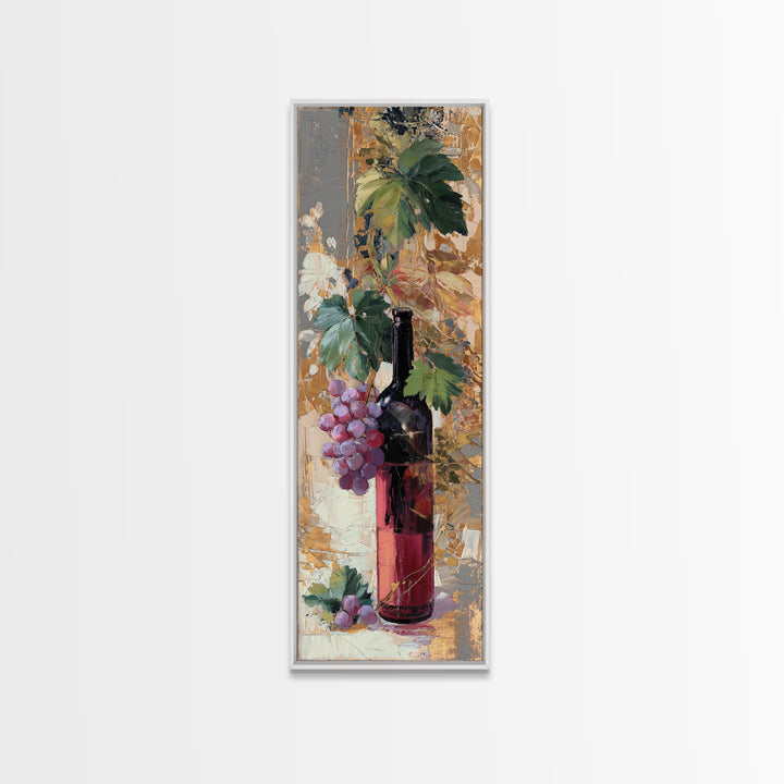 Burgundy Abstract with Gold Accents Canvas Print, Winery Art, Artwork, Winery Decor, Abstract Art, Vineyard, Bar Decor, WIN-1x3-35