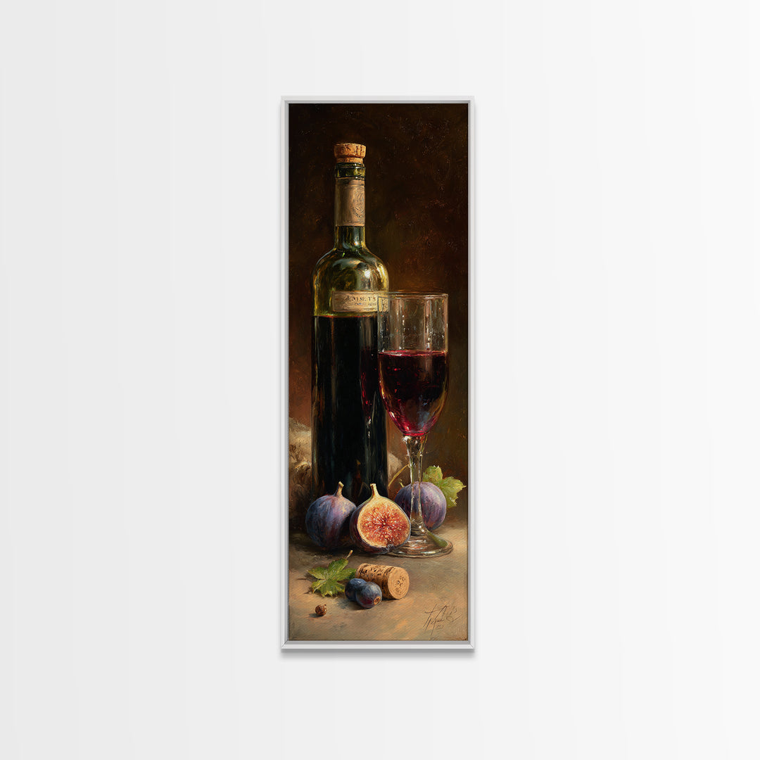 Wine Bottle and Glass Still Life Canvas Print, Winery Art, Gallery Decor, Winery Decor, Fine Art, Vineyard, Wall Art, WIN-1x3-38