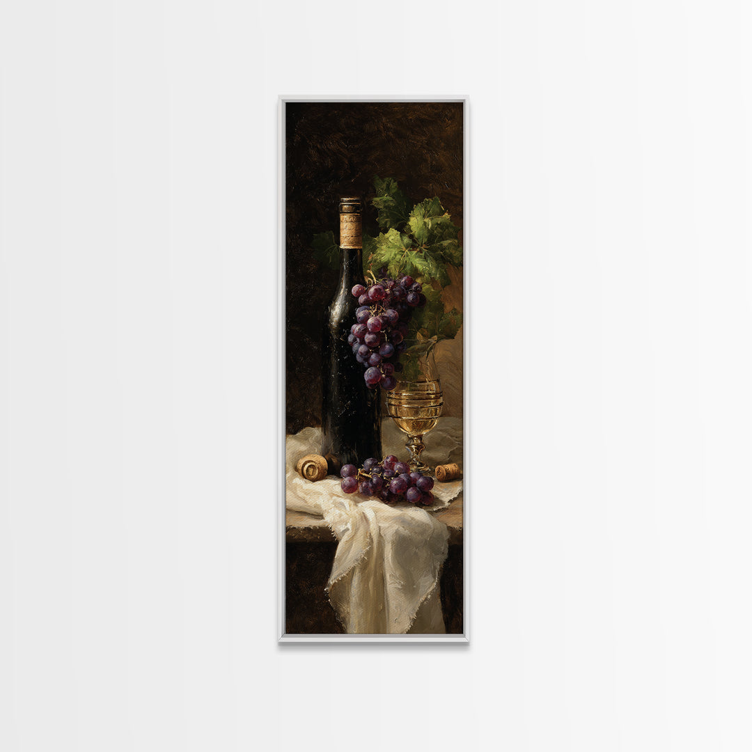 Champagne Grapes and White Linen Still Life Canvas Print, Winery Art, Matisse Print, Winery Decor, Abstract Art, Vineyard, WIN-1x3-41