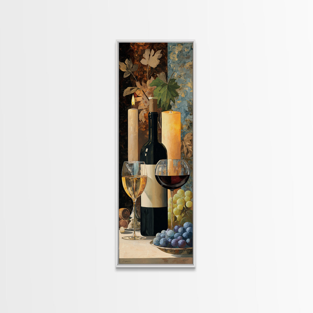 Wine Tasting Flight Rendered as Elegant Still Framed Canvas Print, Winery Art, Modern Decor, Winery Decor, Fine Art, Vineyard, WIN-1x3-46