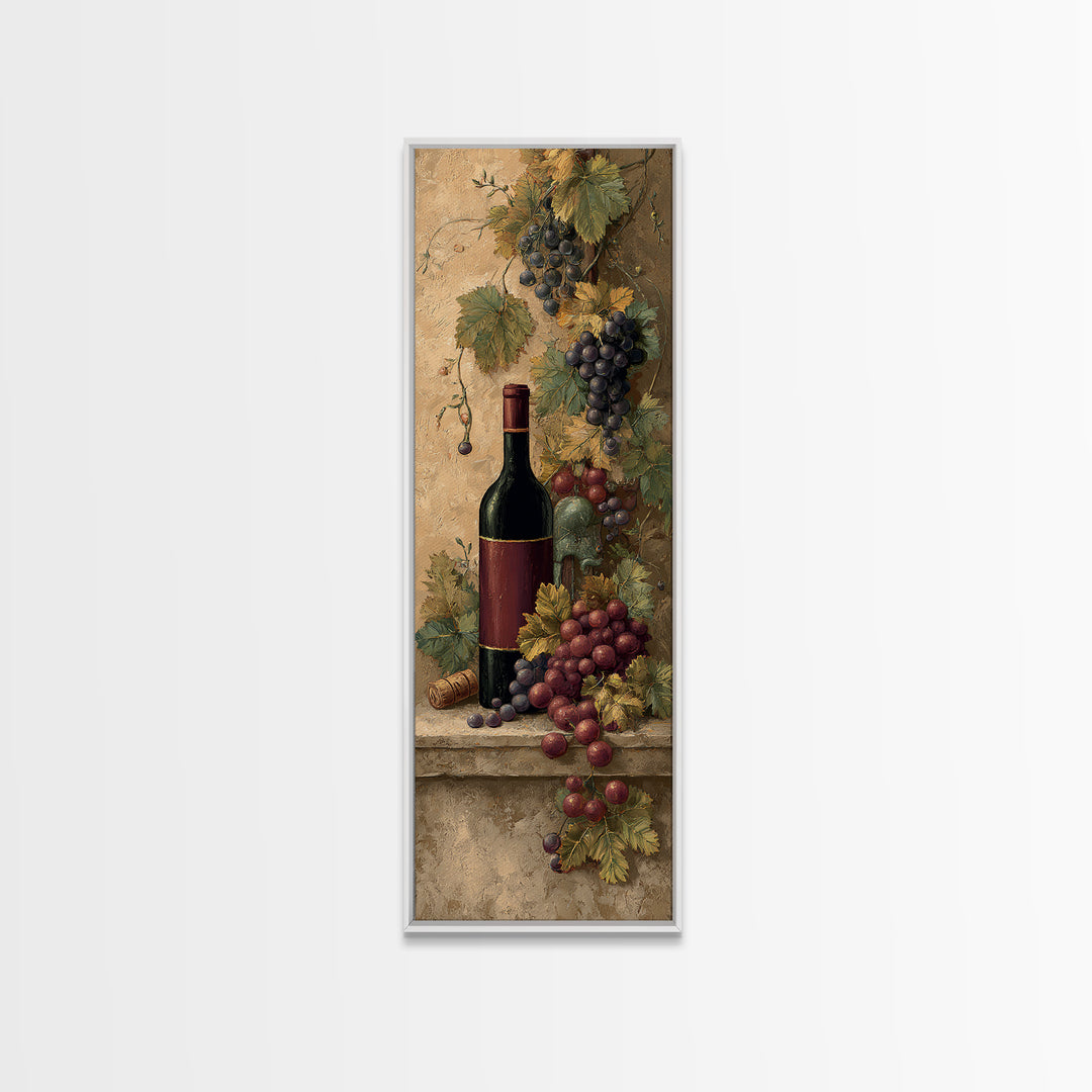 Old Cellar Key and Wine Label Shapes Canvas Print, Winery Art, Oil Painting, Winery Decor, Abstract Art, Vineyard, WIN-1x3-48