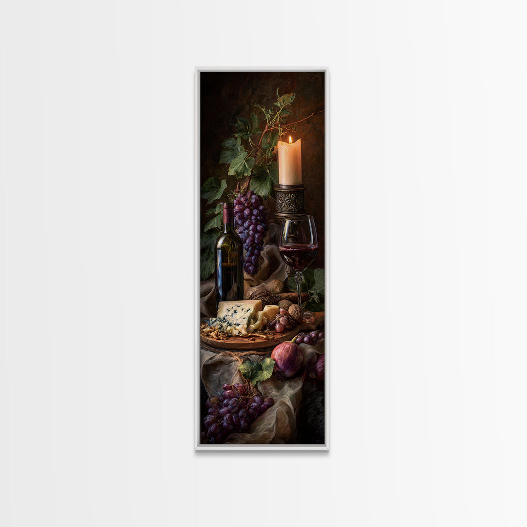 Charcuterie Board with Grapes and Cheese Canvas Print, Winery Art, Modern Decor, Winery Decor, Fine Art, Vineyard, Wall Decor, WIN-1x3-49