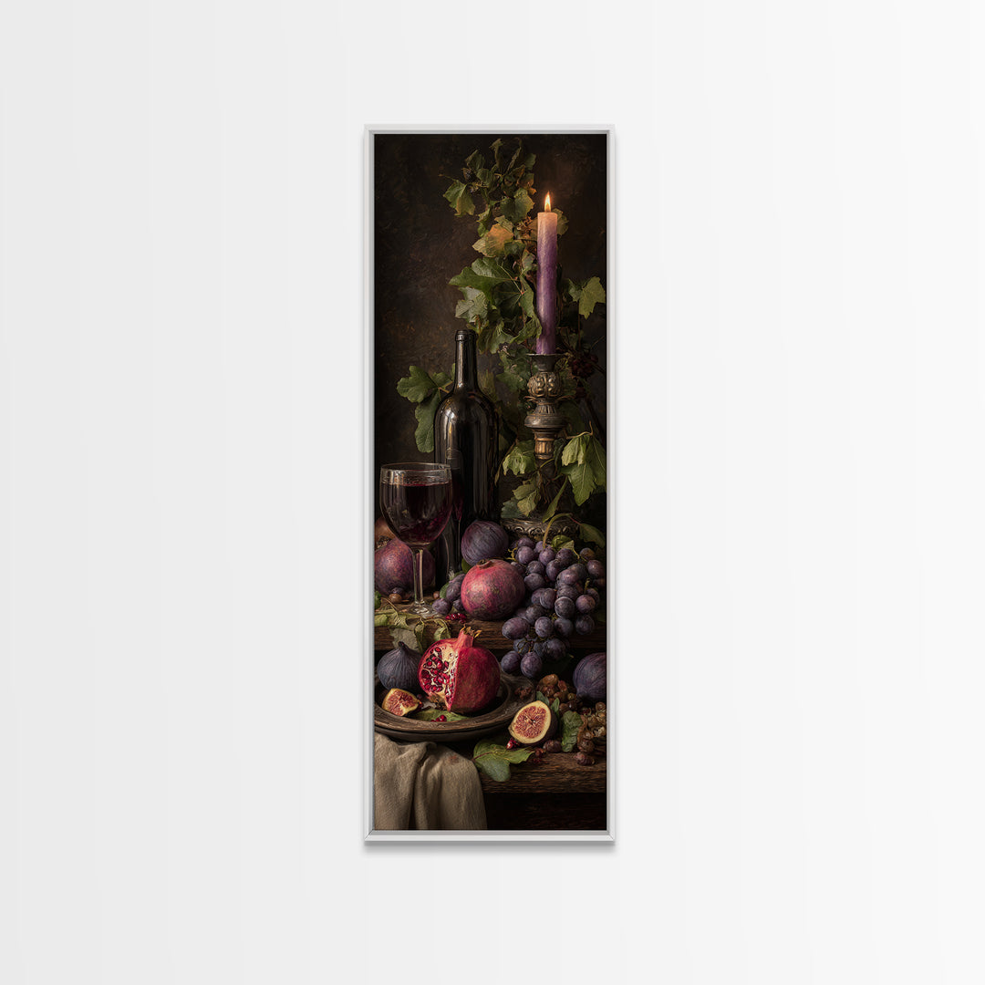 Pomegranate Figs and Red Wine Composition Canvas Print, Winery Art, Fine Art Print, Winery Decor, Fine Art, Vineyard, WIN-1x3-5