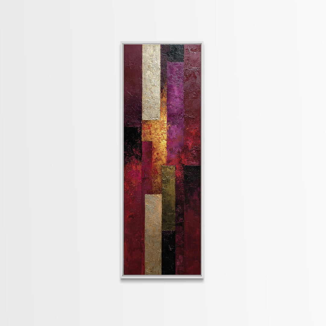 Burgundy Abstract with Gold Accents Canvas Print, Winery Art, Preppy Wall Art, Winery Decor, Vineyard, Statement Artwork, WIN-1x3-59