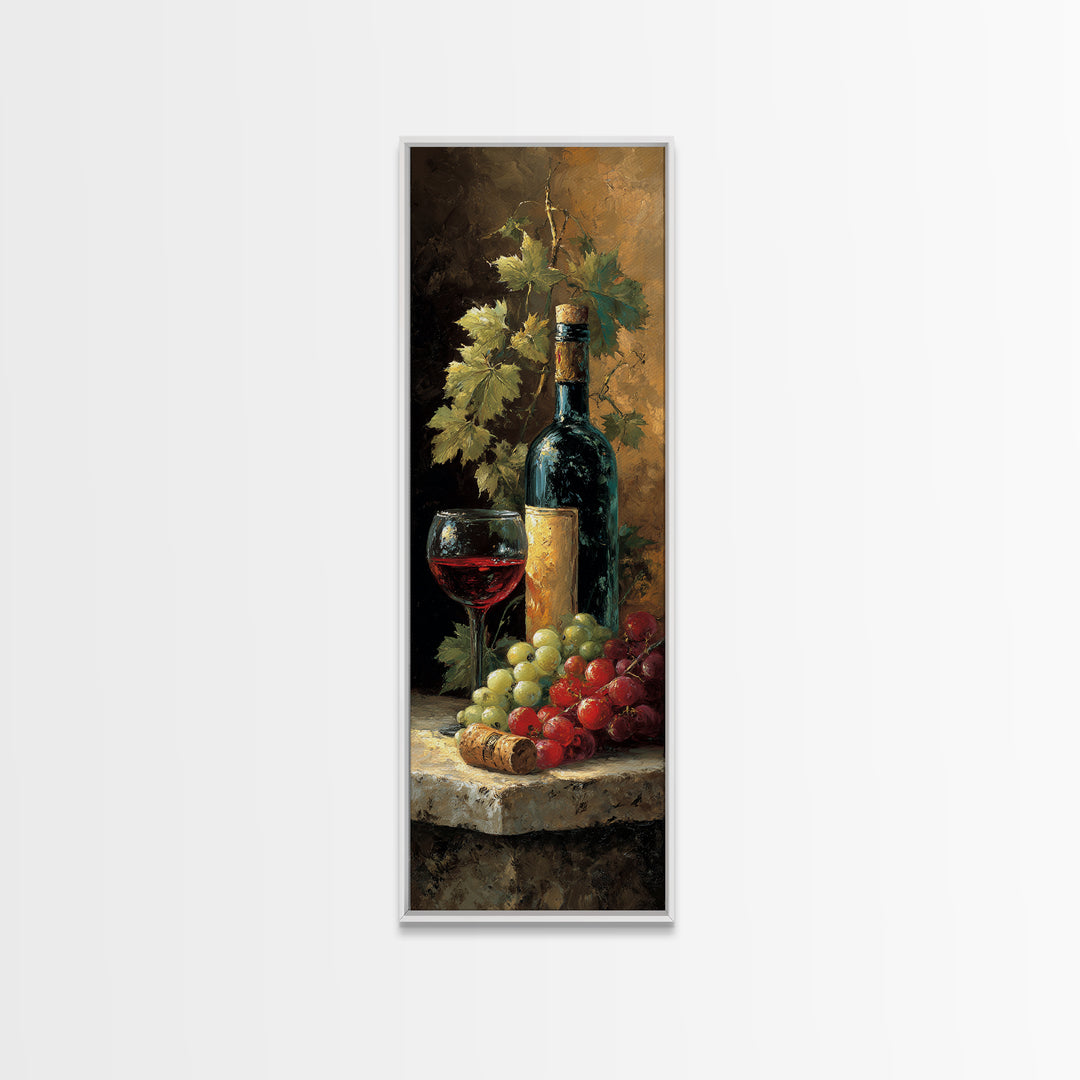 Olive Branch and Wine Glass Mediterranean Still Canvas Print, Winery Art, Kitchen Decor, Winery Decor, Fine Art, Vineyard, WIN-1x3-60