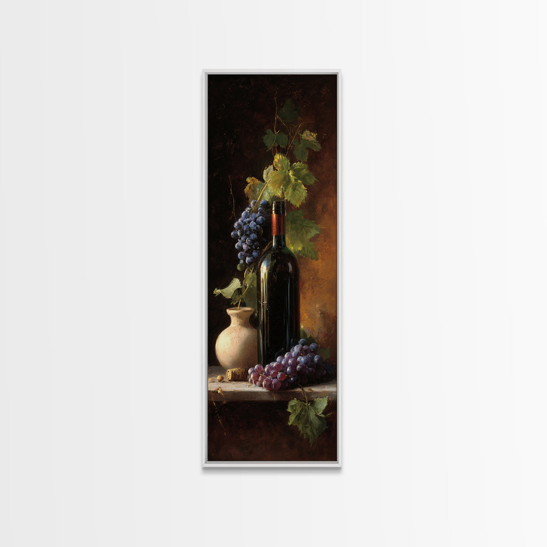 Tuscan Vineyard at Golden Hour Canvas Print, Winery Art, Travel Poster, Winery Decor, Oil Painting, Vineyard, Minimalist Decor, WIN-1x3-63