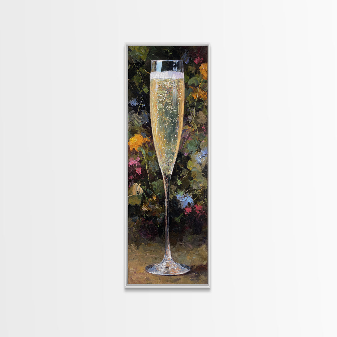 Champagne Coupe with Bubbles and Light Canvas Print, Winery Art, Wall Hanging, Winery Decor, Vineyard, Preppy Wall Art, WIN-1x3-7