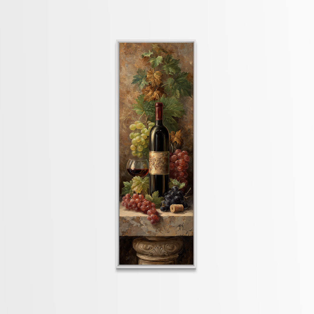 Wine Tasting Flight Rendered as Elegant Still Framed Canvas Print, Winery Art, Modern Decor, Winery Decor, Fine Art, Vineyard, WIN-1x3-70