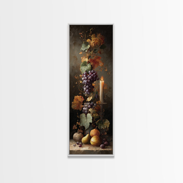 Vine Leaves Turning Autumn Red and Gold Framed Canvas Print, Winery Art, Gallery Decor, Winery Decor, Fine Art, Vineyard, WIN-1x3-71