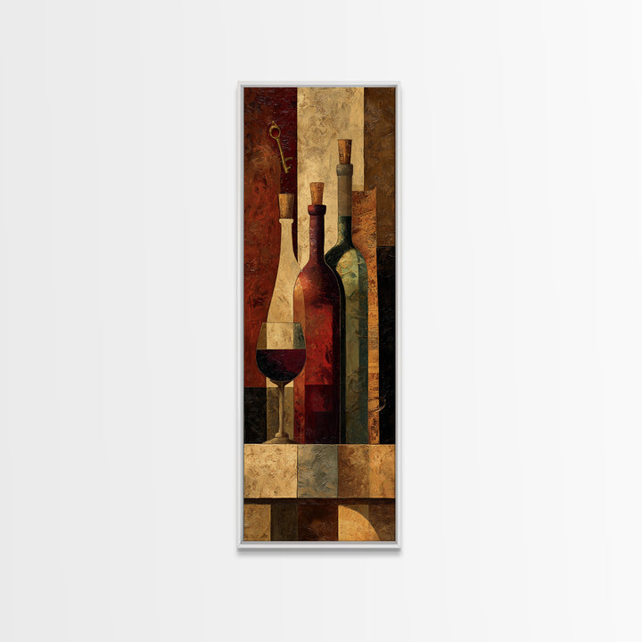 Old Cellar Key and Wine Label Shapes Canvas Print, Winery Art, Retro Wall Art, Winery Decor, Abstract Art, Vineyard, WIN-1x3-72