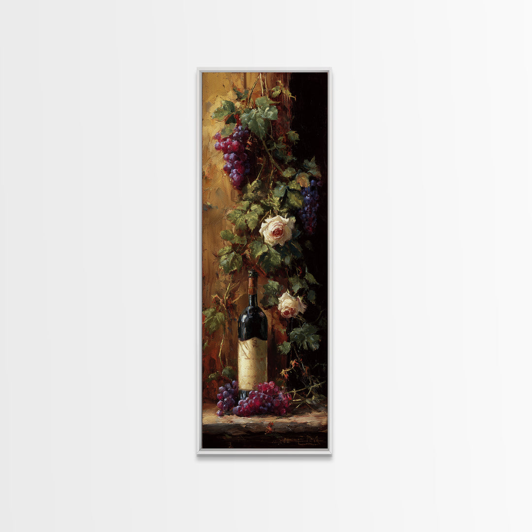 Vineyard Gate with Climbing Roses Framed Canvas Print, Winery Art, Neutral Decor, Winery Decor, Fine Art, Vineyard, Home Decor, WIN-1x3-75