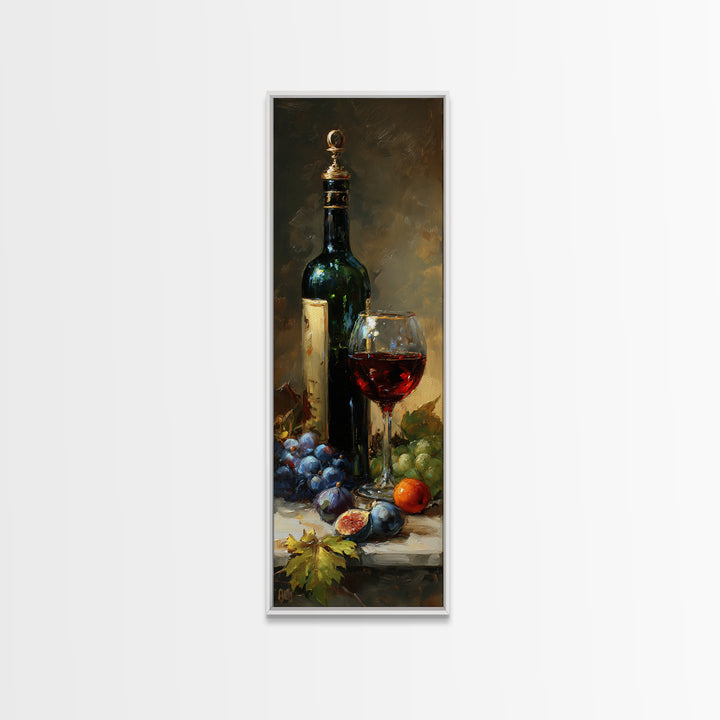 Wine Bottle and Glass Still Life Canvas Print, Winery Art, Contemporary Art, Winery Decor, Fine Art, Vineyard, Kitchen Decor, WIN-1x3-86