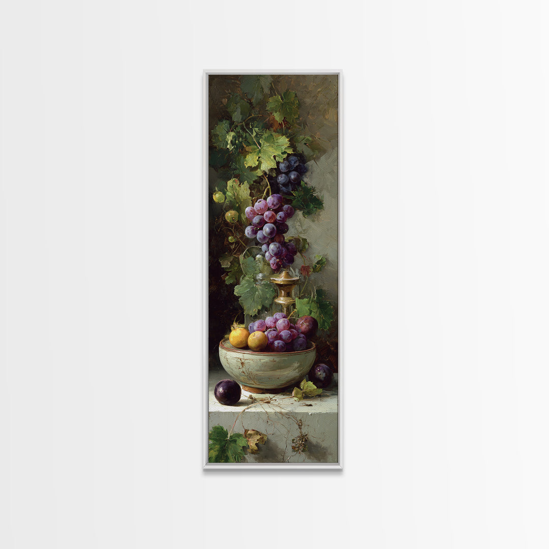 Grapes in a Ceramic Bowl with Shadows Canvas Print, Winery Art, Print, Winery Decor, Fine Art, Vineyard, Wall Art Print, WIN-1x3-93
