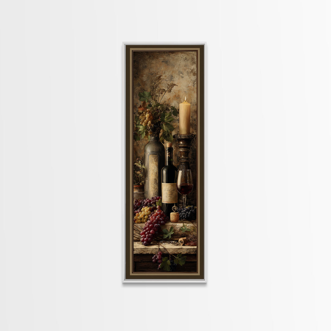 Old Cellar Key and Wine Label Shapes Framed Canvas Print, Winery Art, Landscape Art, Winery Decor, Fine Art, Vineyard, WIN-1x3-96