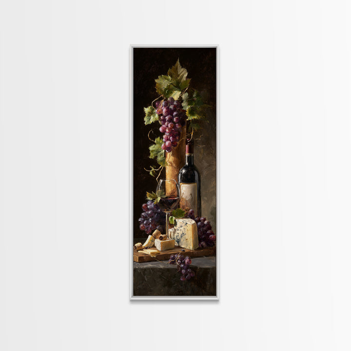 Charcuterie Board with Grapes and Cheese Canvas Print, Winery Art, Boho Decor, Winery Decor, Oil Painting, Vineyard, Art Print, WIN-1x3-97