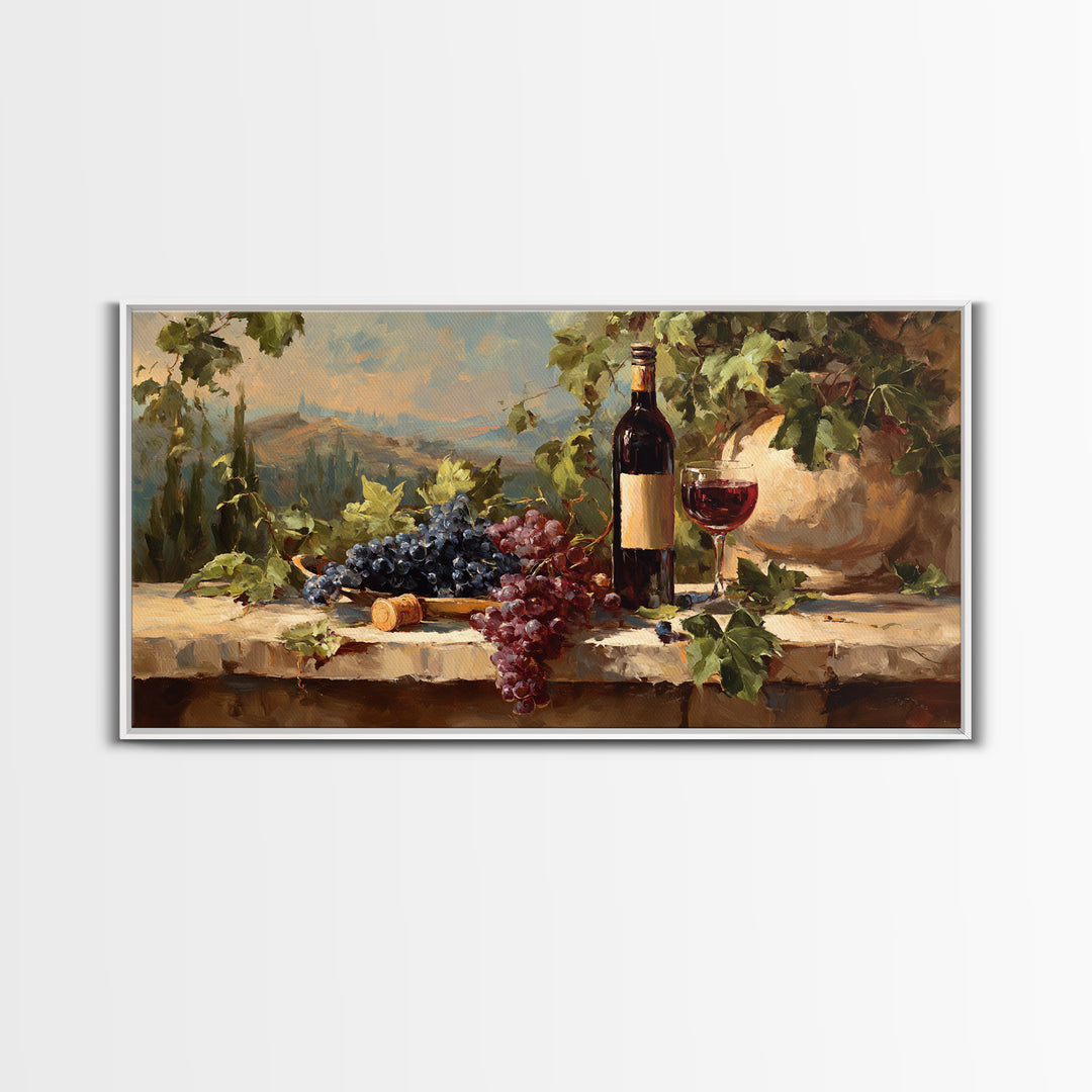 French Vineyard Hills Framed Canvas Print, Winery Art, Preppy Wall Art, Winery Decor, Fine Art, Vineyard, Statement Artwork, WIN-2x1-100