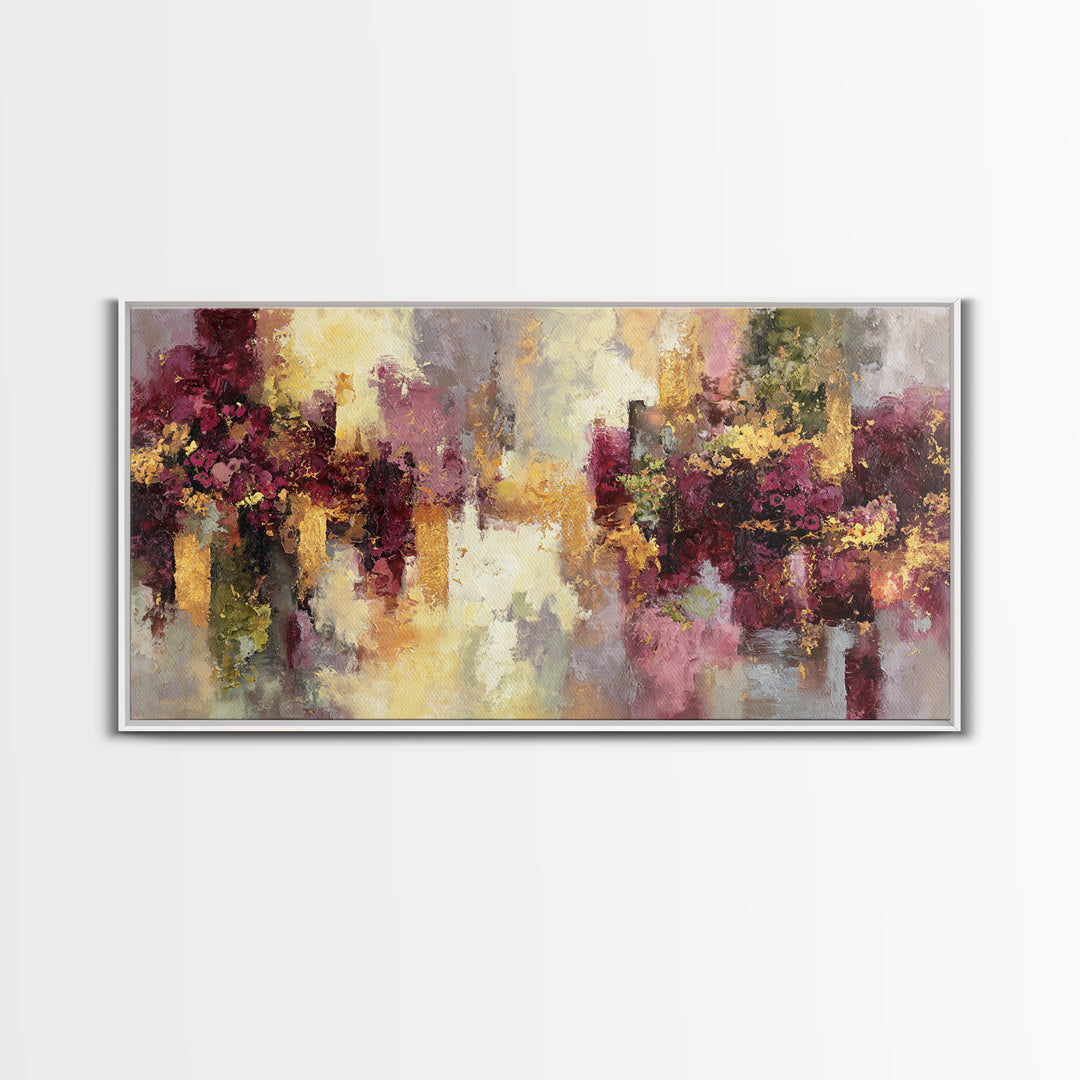 Burgundy Abstract with Gold Accents Framed Canvas Print, Winery Art, Living Room Art, Winery Decor, Abstract Art, Vineyard, WIN-2x1-19
