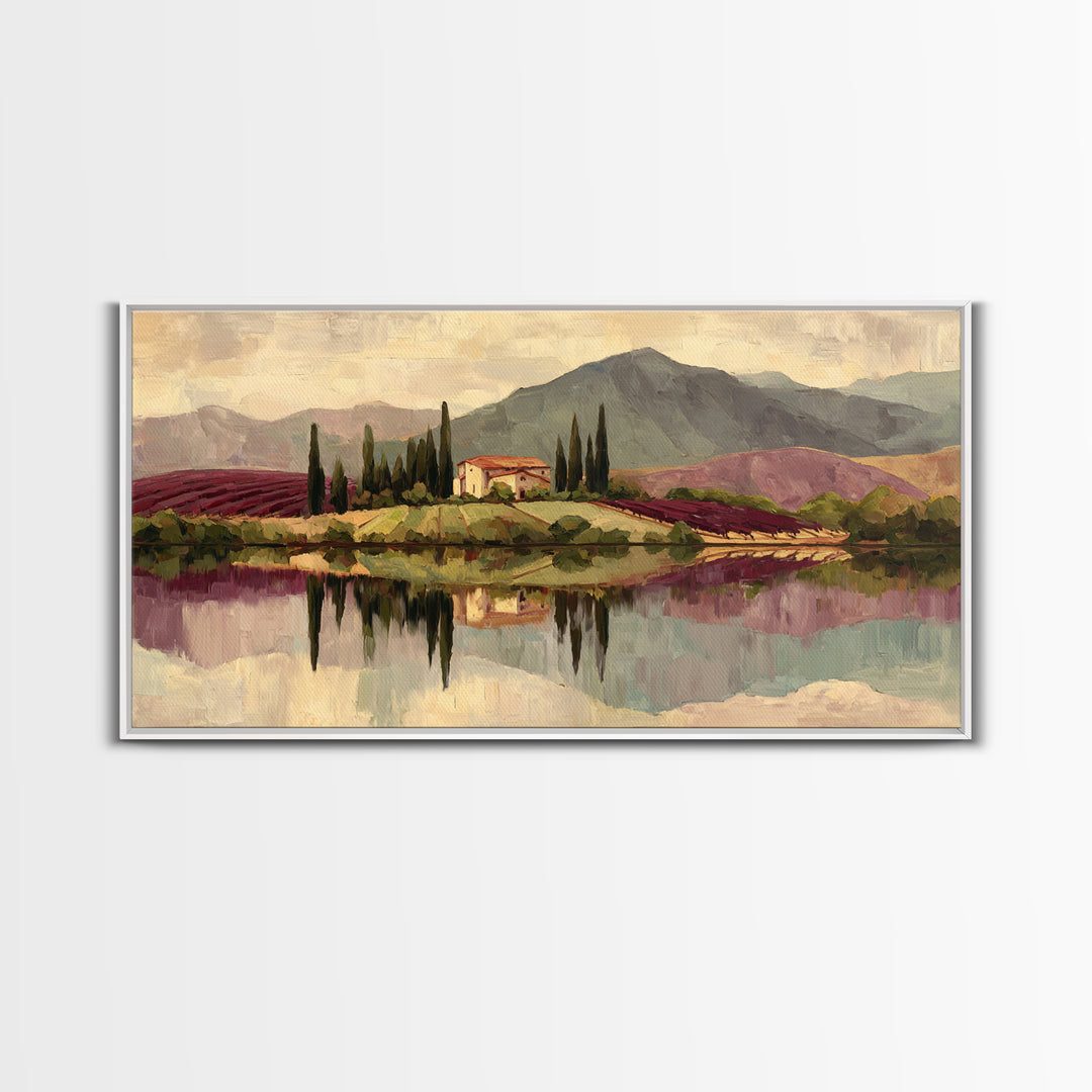 French Vineyard Hills Framed Canvas Print, Winery Art, Contemporary Art, Winery Decor, Fine Art, Vineyard, Kitchen Decor, WIN-2x1-28