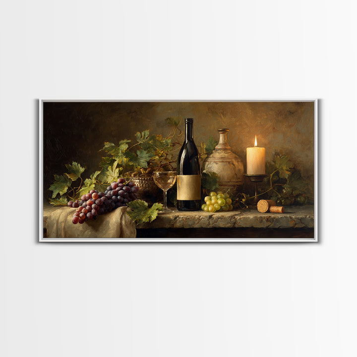 Wine Tasting Flight Rendered as Elegant Still Framed Canvas Print, Winery Art, Minimalist Decor, Winery Decor, Vineyard, WIN-2x1-30