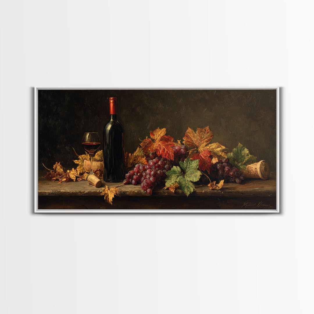 Vine Leaves Turning Autumn Red and Gold Canvas Print, Winery Art, Artwork, Winery Decor, Fine Art, Vineyard, Bar Decor, WIN-2x1-31