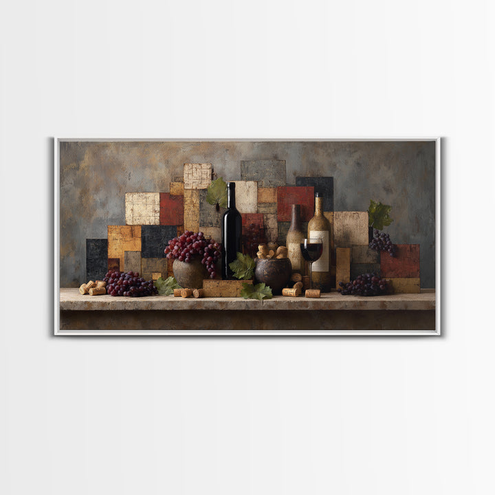 Corks Arranged as Geometric Pattern Framed Canvas Print, Winery Art, Luxury Decor, Winery Decor, Abstract Art, Vineyard, WIN-2x1-38