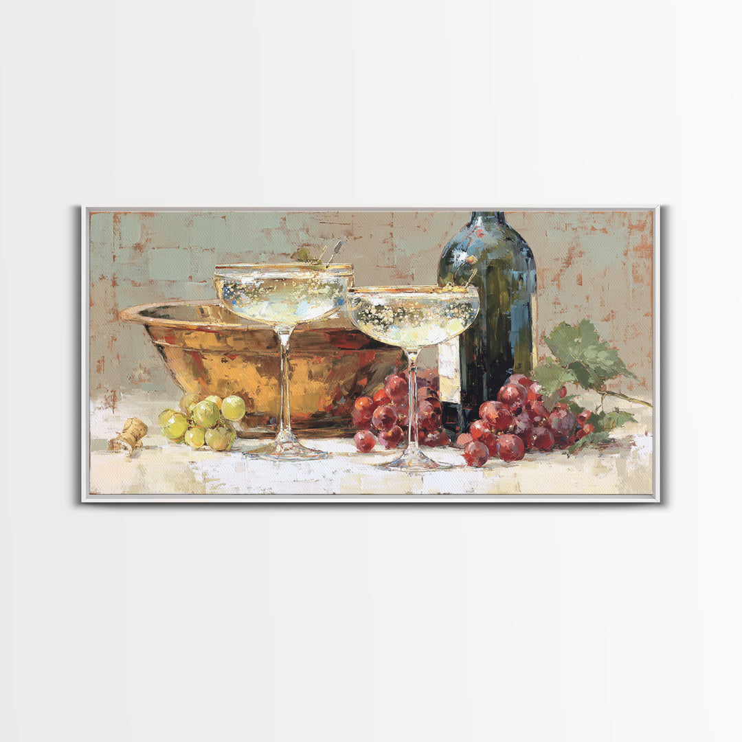 Champagne Coupe with Bubbles and Light Canvas Print, Winery Art, Wall Art Print, Winery Decor, Vineyard, Gallery Decor, WIN-2x1-63