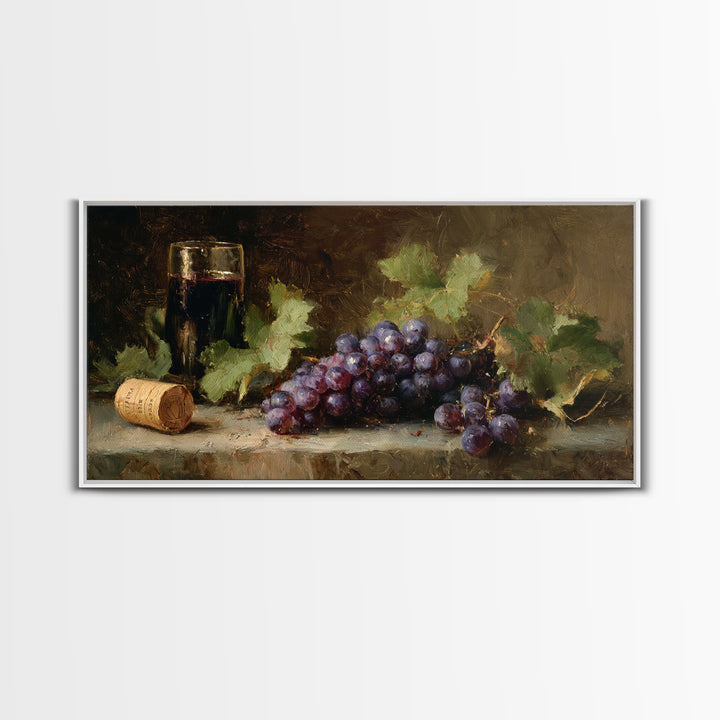 Single Grape Cluster Botanical Study Framed Canvas Print, Winery Art, Kitchen Decor, Winery Decor, Fine Art, Vineyard, WIN-2x1-65