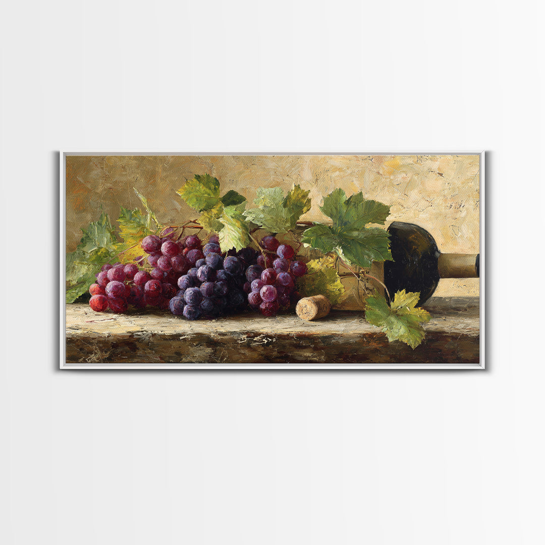 Grapevine Branch with Purple Grapes and Leaves Canvas Print, Winery Art, Wall Art Print, Winery Decor, Watercolor Art, Vineyard, WIN-2x1-69